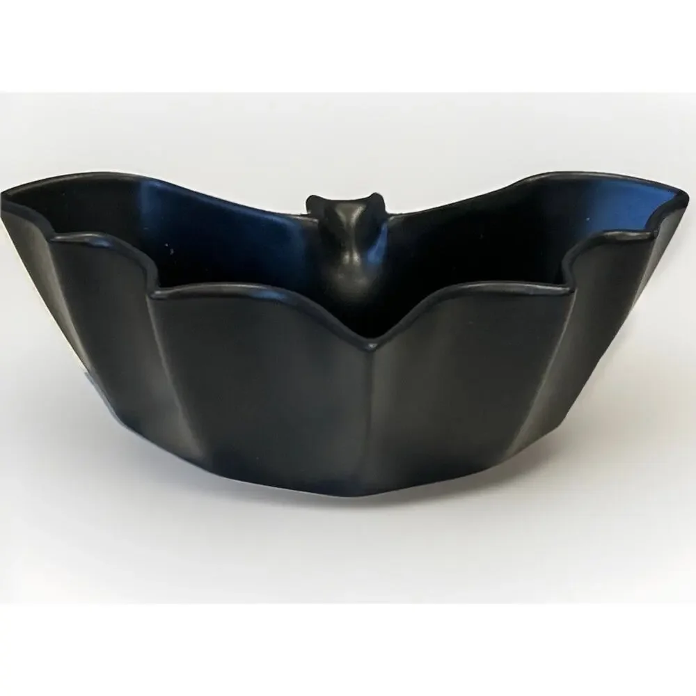 Pottery Barn Bat Shaped Stoneware bowl condiment or candy EUC
